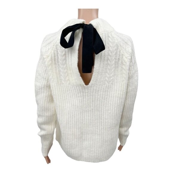 FRNCH Paris Back Bow Cable Knit Turtleneck Sweater NWT - Picture 4 of 9